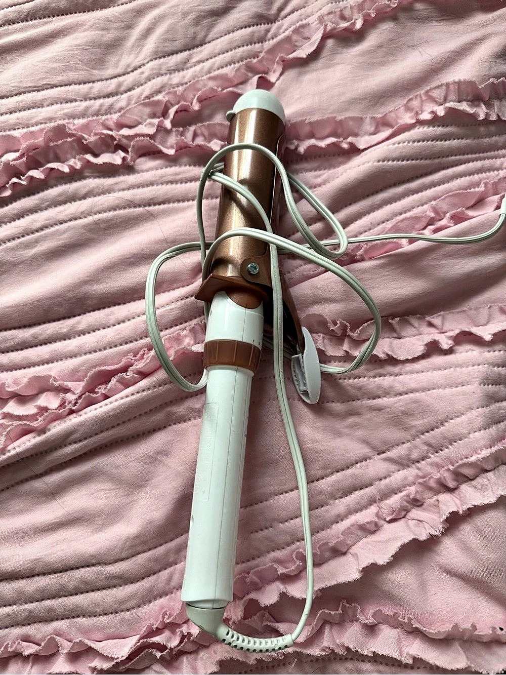 Conair Double Ceramic  Curling Iron Hair Styling Tool in White & Pink Like